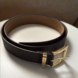 Michael Kors MK Logo Womens Waist Belt Brown w/ Gold Buckle 1X New
